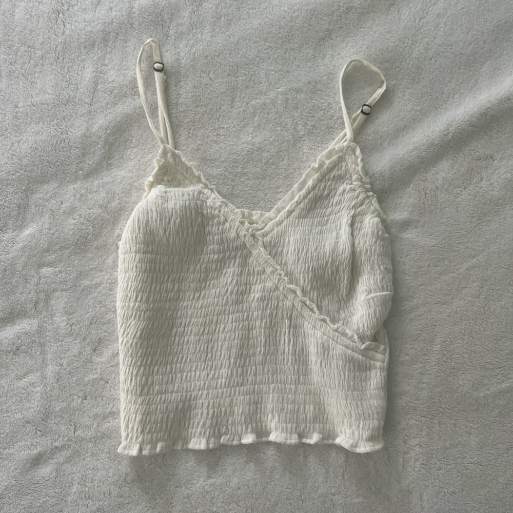 White Hollister Ruffled Crop Tank Top XS